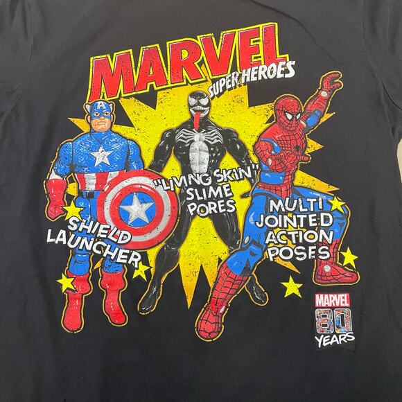 Marvel Super Heroes T-Shirt Men’s S Captain America Venom Spider-Man 80 Years - Picture 6 of 8